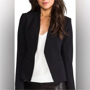 NWT Theory Lanao Ferrano Virgin Wool Black 12 Women's Open-Front Blazer Jacket